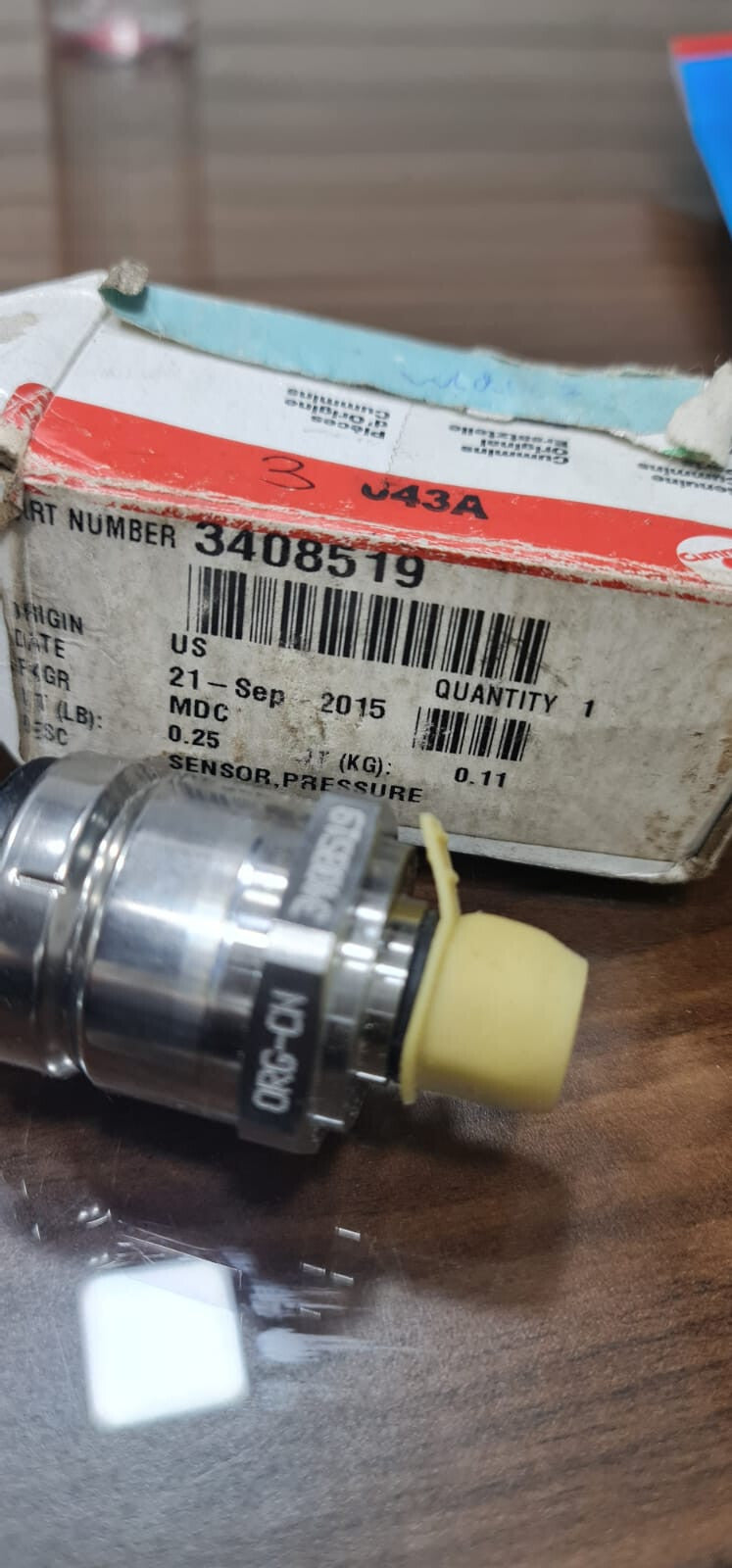 Cummins Sensor, Pressure; Part Number: 3408519; 3408432; 3408353; 3085258